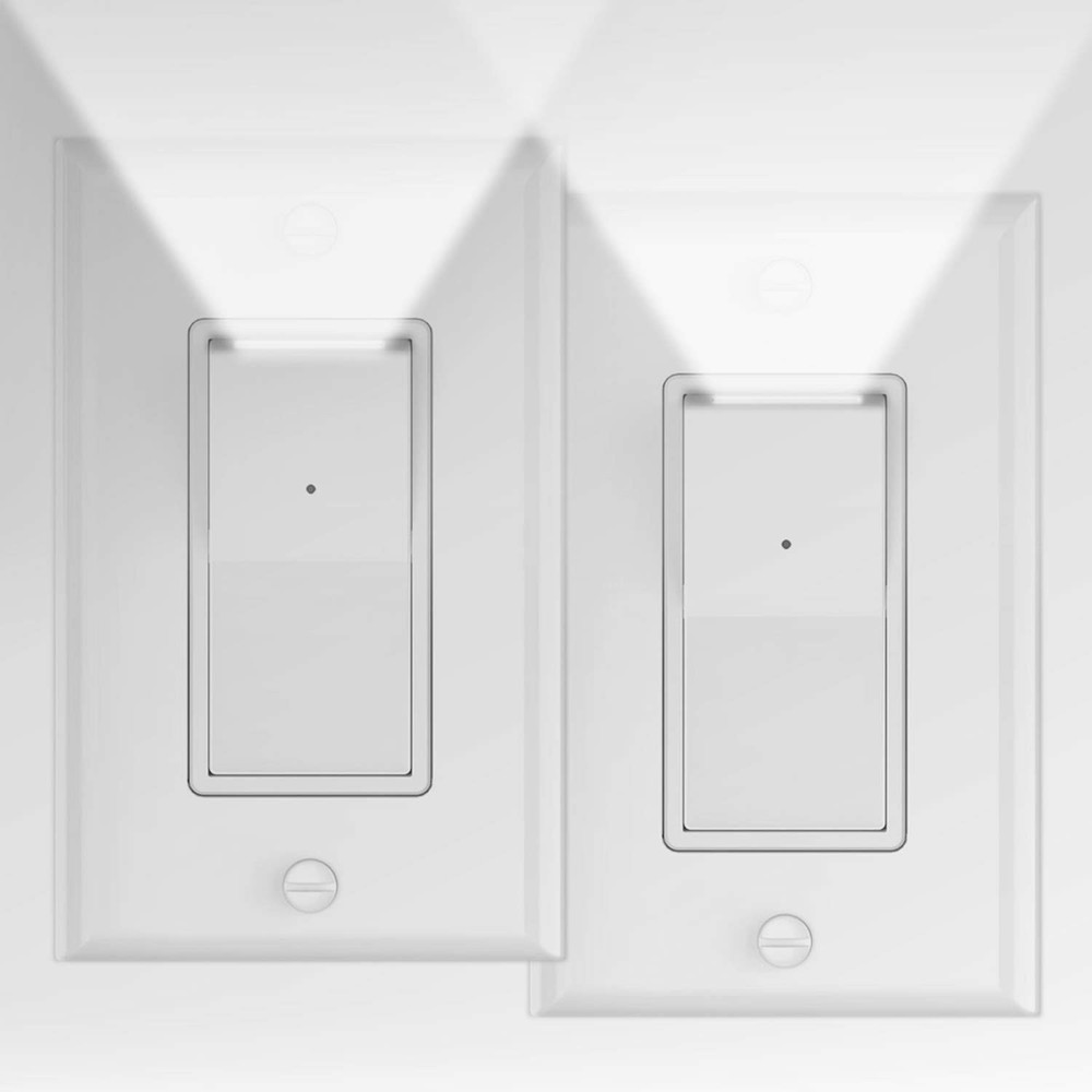 2 Pack Illuminated Light Switch,Paddle Rocker Wall Switch with LED Night Light