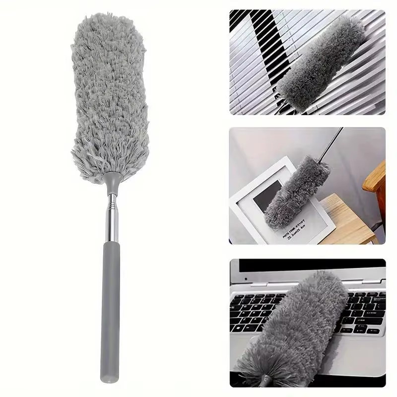 47" Extendable Microfiber Duster Pole - Bendable Stainless Steel Brush for Ceili