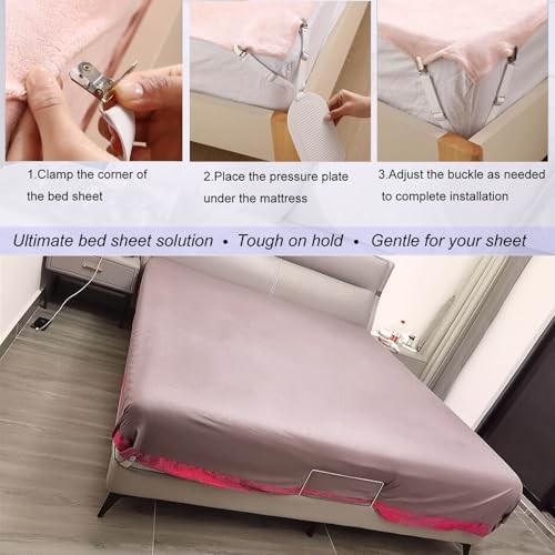 Bed Sheet Holders Straps Keep Sheets Tight & Easy Installation, 4pcs