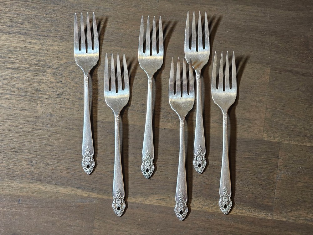 6 Silver Plate Salad Forks Prestige Plate Distinction