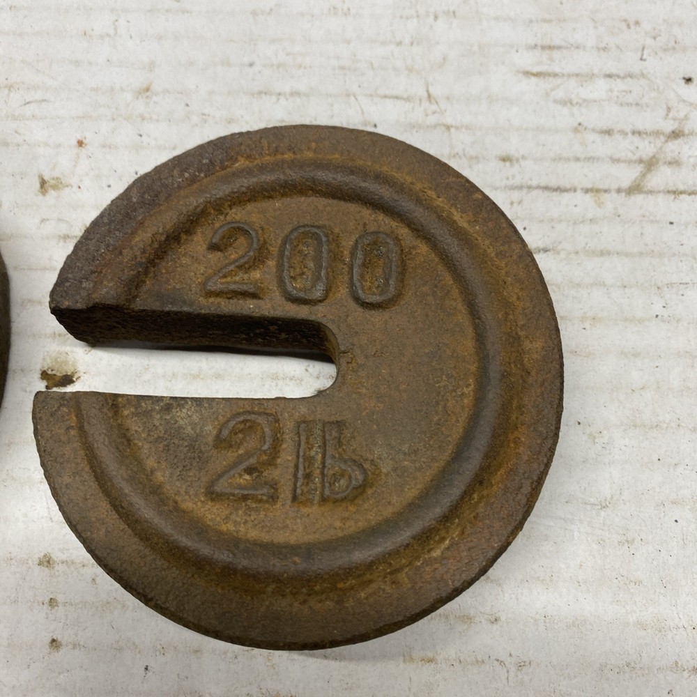 Antique Platform Scale Weights 200 2LB (2) 200 1LB PFC-12