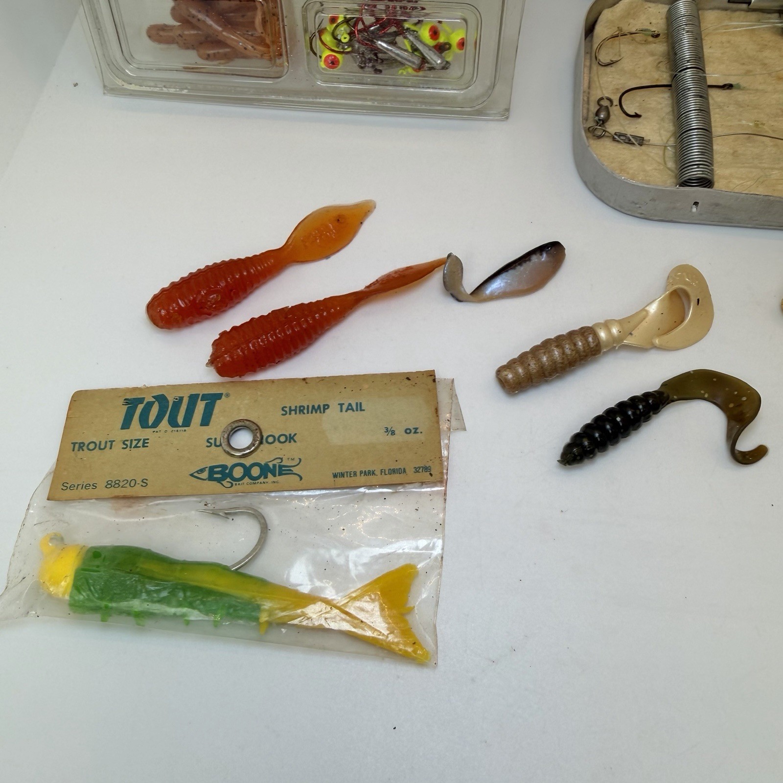 Vintage Fishing Lure Lot Soft Plastics Jigs Pocket Tackle Box Capt Micks Bass