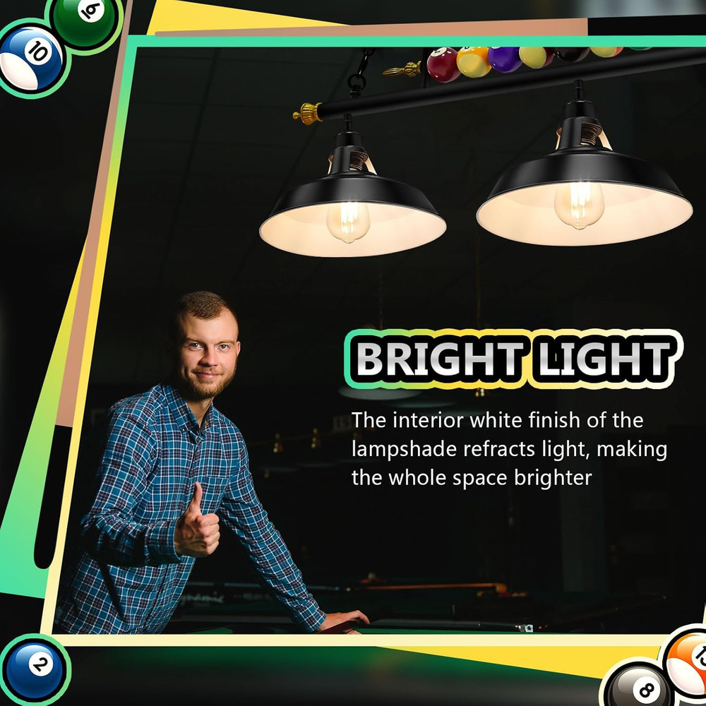 Adjustable Pool Table Lights for 7'-8' Billiard Light Hanging Pool Table Fixture