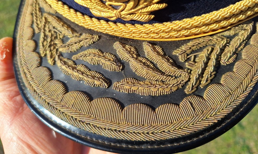 WW II PRE 1943 PERON REVOLUTION ARGENTINA ARMY EMBROIDERY GENERAL WITHE HAT CAP