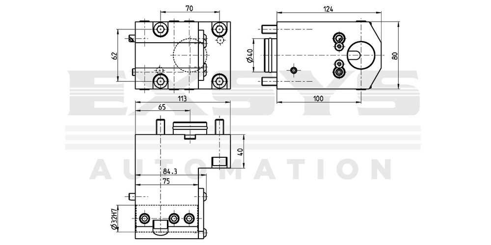 Boring bar holder, angular, left/right hand cylindrical chuck Ø32, 7.073.731