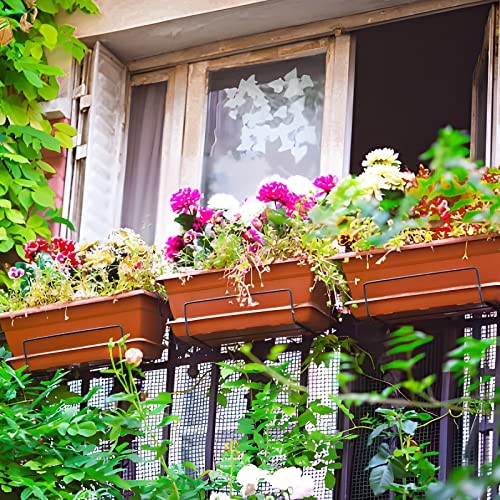 6 Packs Window Box Planter, 17 Inches Flower Window Box Rectangular Brick Red