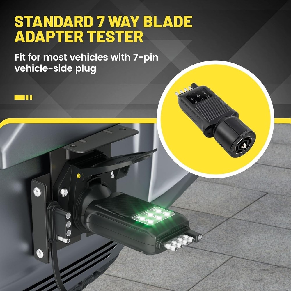 ‎‎7 Way Blade & 4/5 Pin Flat Trailer Light Tester W/ Double-Sided LED Indicators