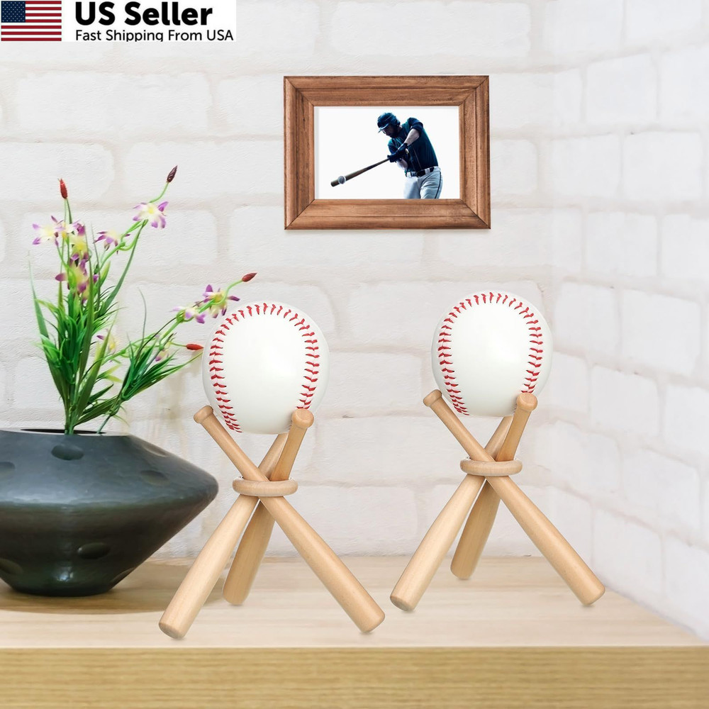 Mudder 3 Pack Baseball Stand Holders Balls Display Light Brown