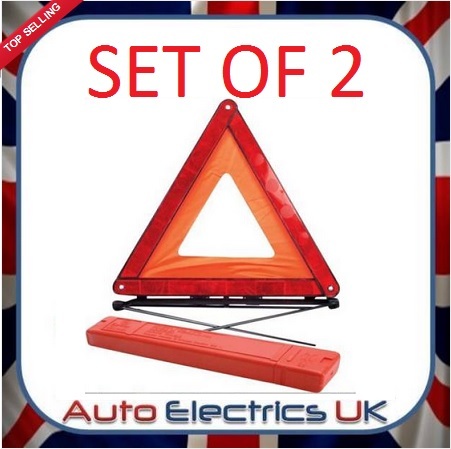 SET OF 2 BREAKDOWN EMERGENCY SIGN WARNING TRIANGLE FOLDABLE - FREE POST