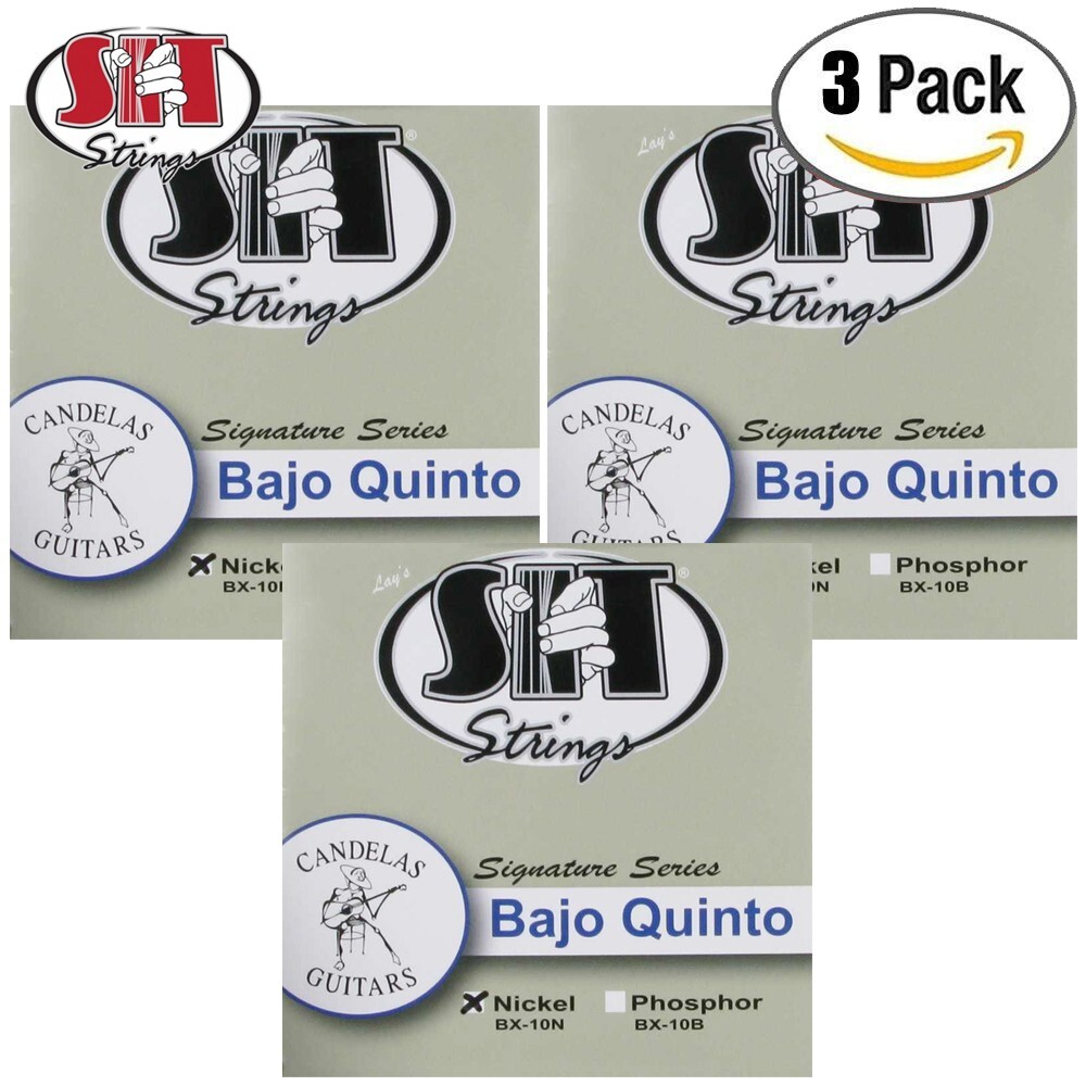 3-PACK SIT BX-10N Nickel 10-String Bajo Quinto Loop End Guitar Strings
