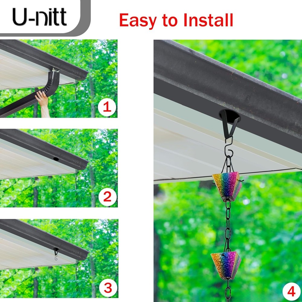 Elegant Black Gutter Clip for Rain Chain Installation - Adjustable & Durable