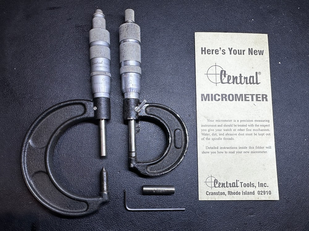 CENTRAL TOOLS  2-Piece  Micrometer Set 0-1" & 1-2"" Range I-Beam Frame  USA