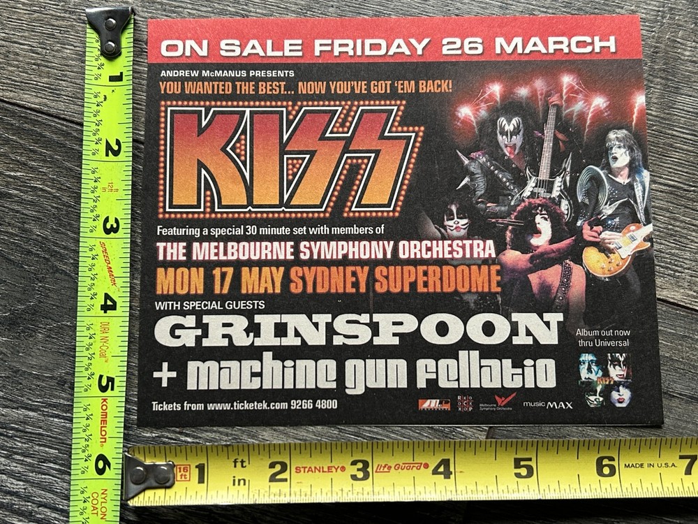 KISS Concert Ad Advert Sydney Superdome Australia Tour May 17 2004 Vintage Kiss
