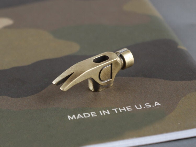 EDC Solid Retro Brass DIY Hammer Creative Crowbar Keychain Knife Pendant Tool