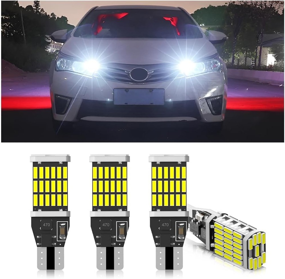 4 Pack LED Car Reverse Lights, T15 4014 45SMD Chipsets Backup Light White
