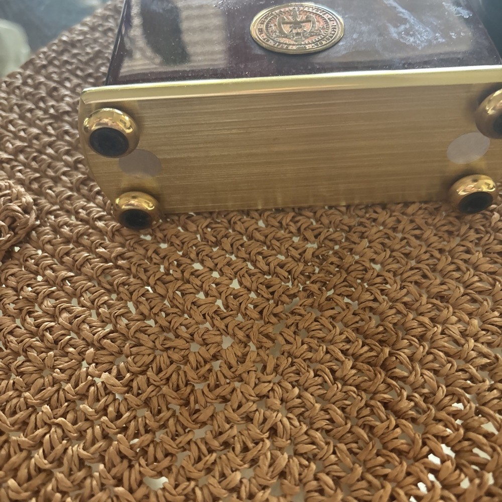 GEORGIA TECH MAHOGANY BRASS DESK CLOCK QUARTZ