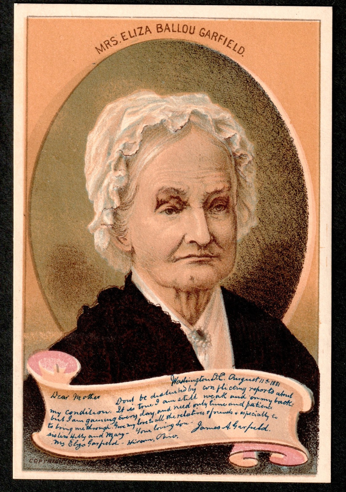 President James A Garfield 1881 RARE set 4x 1881 Widow Death Display Trade Cards