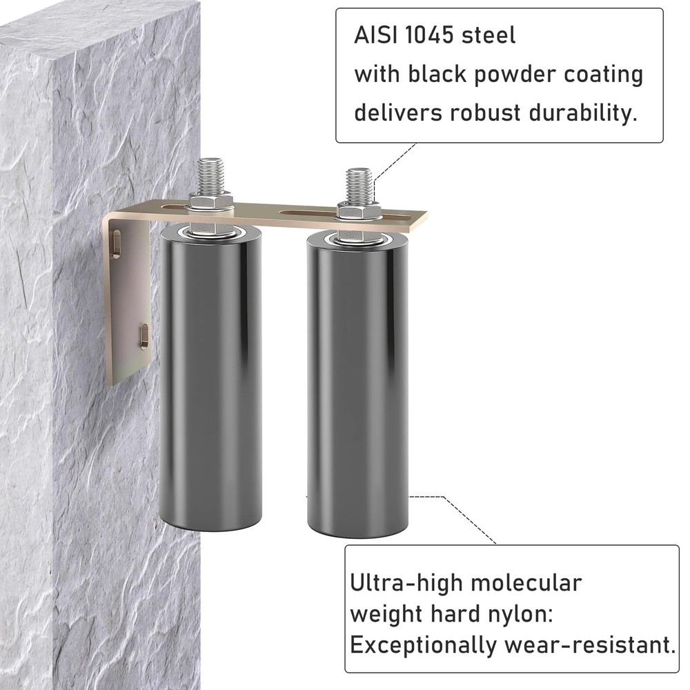 6" Slide Gate Guide Roller with L-Bracket, Adjustable Width 2.4", UHMW Nylon ...