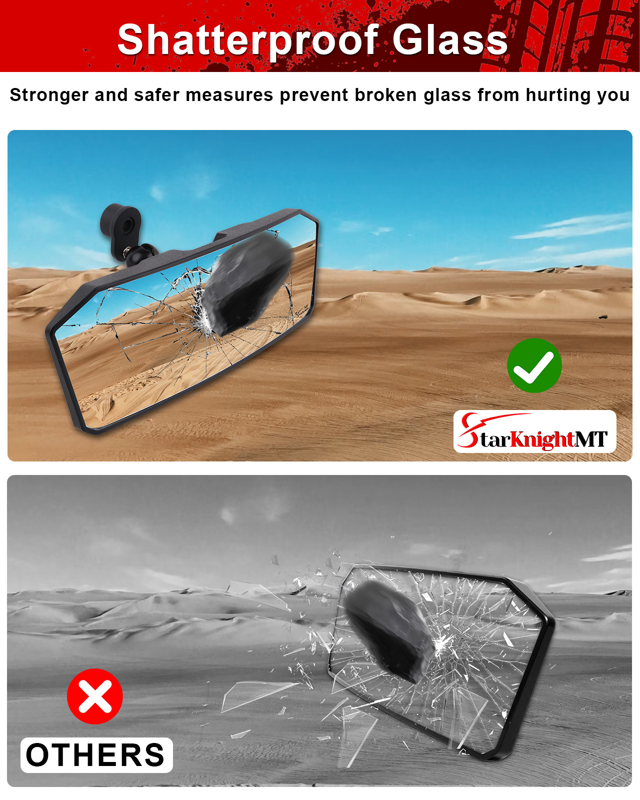 UTV Rear View Center Mirrors For CFMOTO UFORCE U10 Pro/UFORCE Pro XL 2025-2026