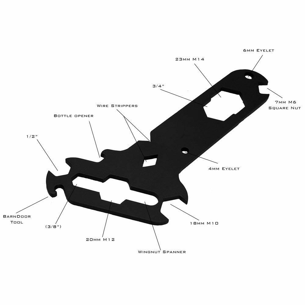 Dirty Rigger Black Multitool With 14-In-1 Rigger Tools Incl Wing Nut Spanner