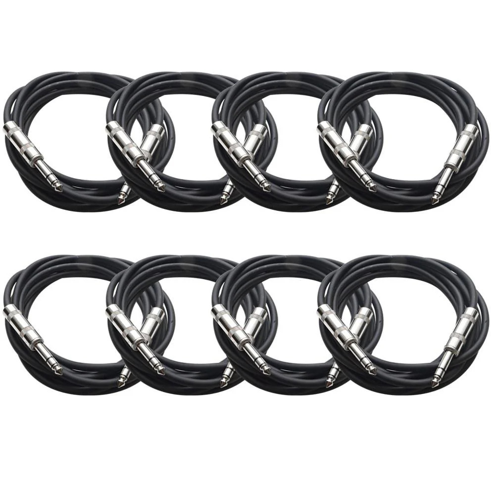 SATRX 8 Pack Black 10ft TRS Patch Cables