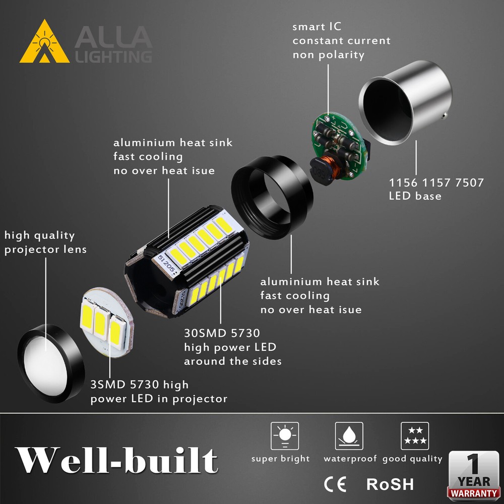 ALLA LIGHTING LED 6000K White Back Up Light Bulb Reverse Light Lamp 1076 BA15D