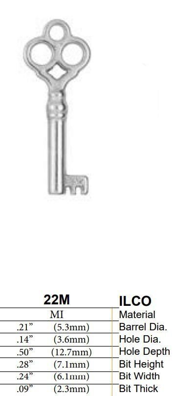 Ilco 22M Key blank, Bit & Post (5-Pack)
