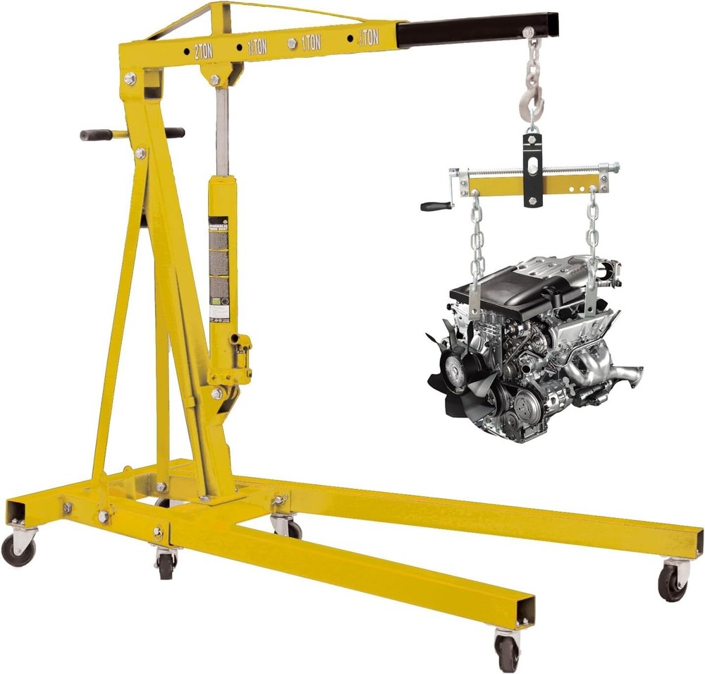 Heavy Duty Engine Hoist Crane with Adjustable Chain Mount for Easy Balancing