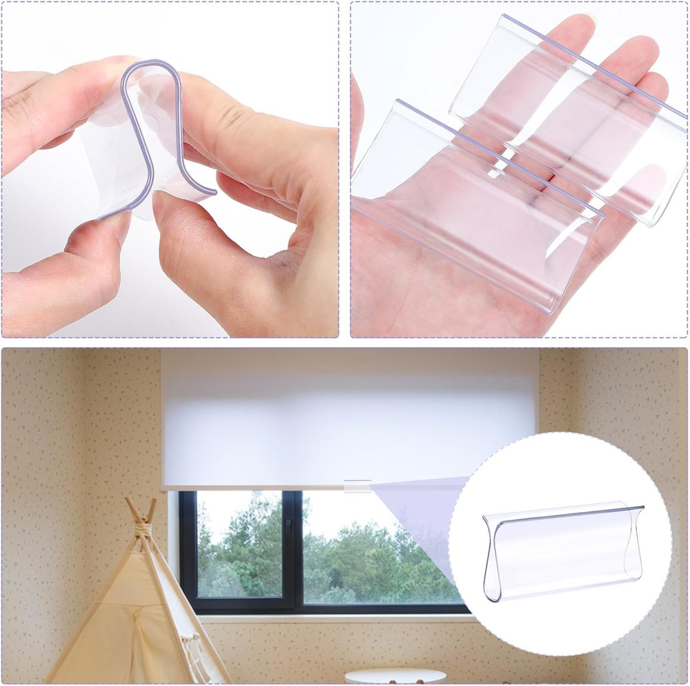 4 PCS Clear Plastic Window Shade Pulls, Roller Shades Hem Grip for Windows, Pull