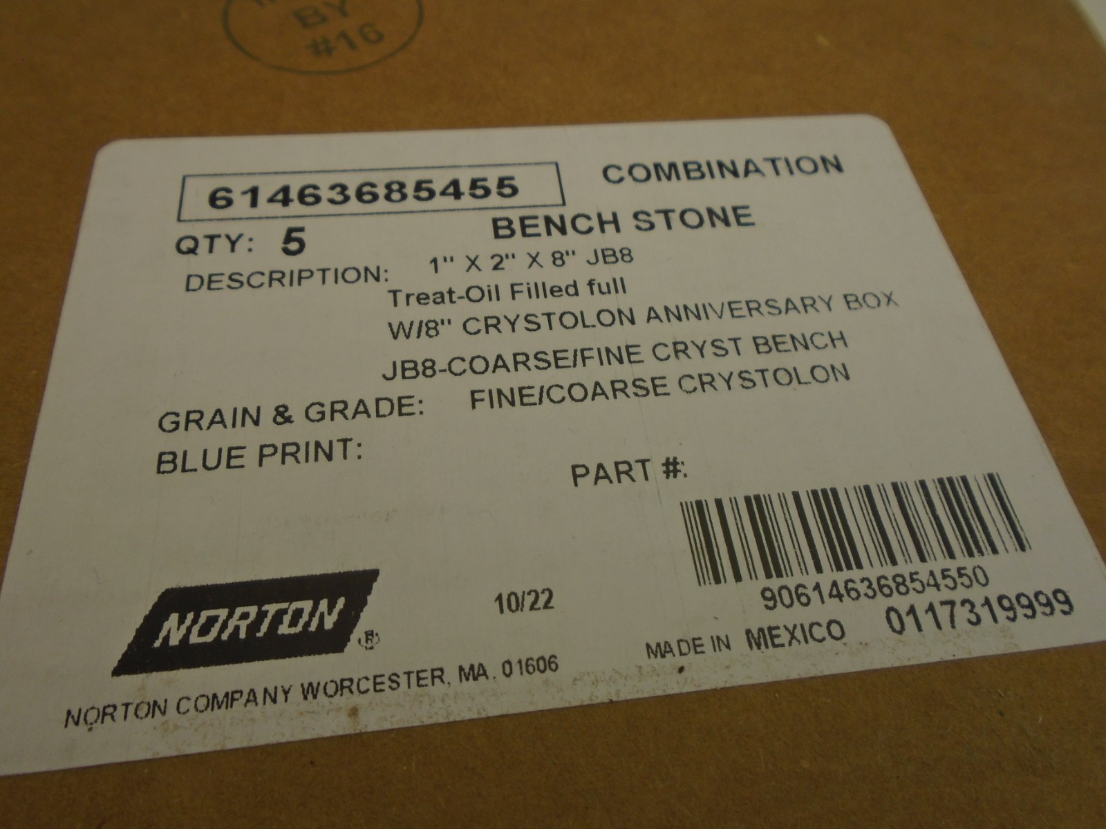 Norton Case (5) Combination Grit Bench Stones 8inch Pre-oiled Knife Tool Sharpen