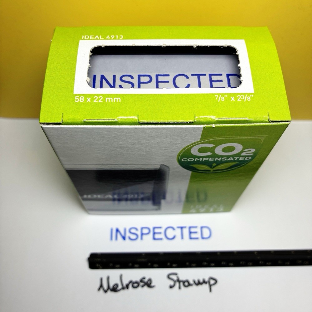 Inspected Rubber Stamp Blue Ink Self Inking Ideal 4913