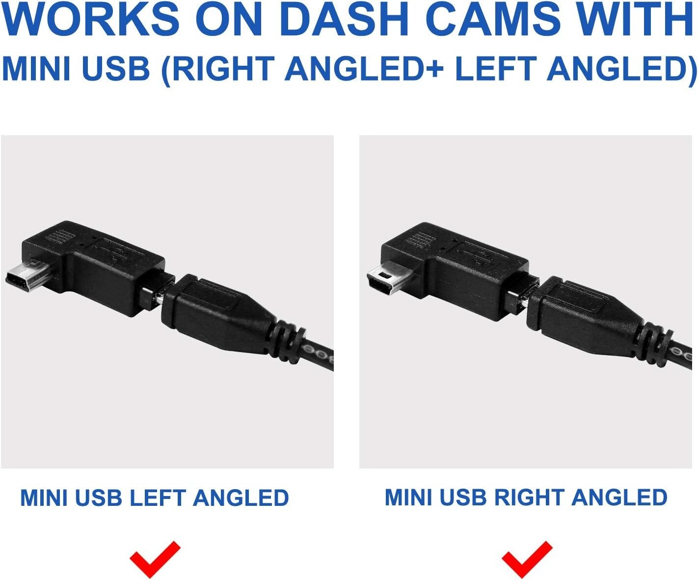 Universal Dash Cam Hardwire Kit Micro/Mini USB Type C 12-24V to 5V for Car DVR