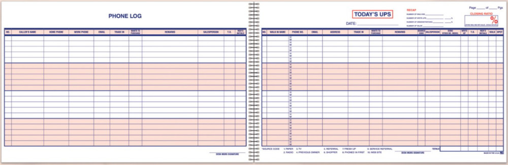 UPS Log Book / Customer Contact Log