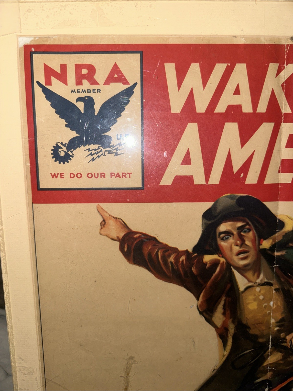 Antique N.R.A National Revival Act Poster Original Wake Up Americans