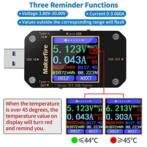 MakerHawk USB Multimeter USB Voltmeter Ammeter Load Tester USB Voltage Current P