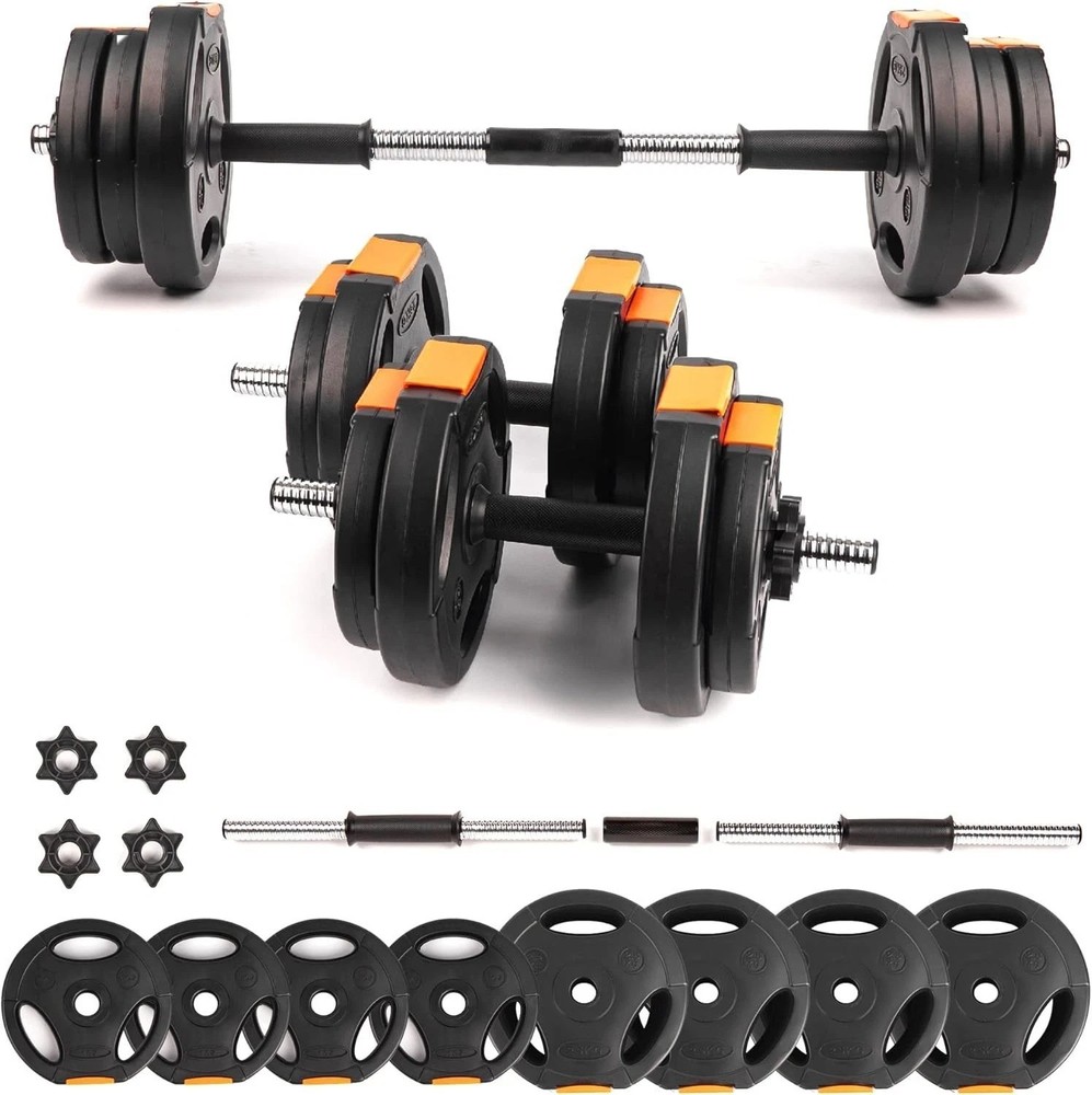 Compact 15kg Dumbbell and Barbell Set: Versatile Weight Training Solution