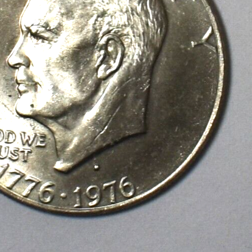 Bicentennial 1776-1975 Filled D Dual Date Eisenhour One Dollar Initials Error