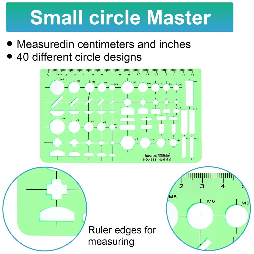 11PCS Geometric Drawings Templates, Drafting Stencils Measuring Tools, Transp...