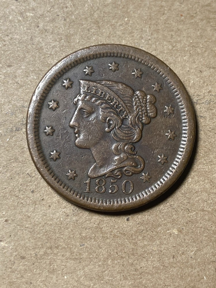 1850 Braided Hair Large Cent - As Shown! (#2006)