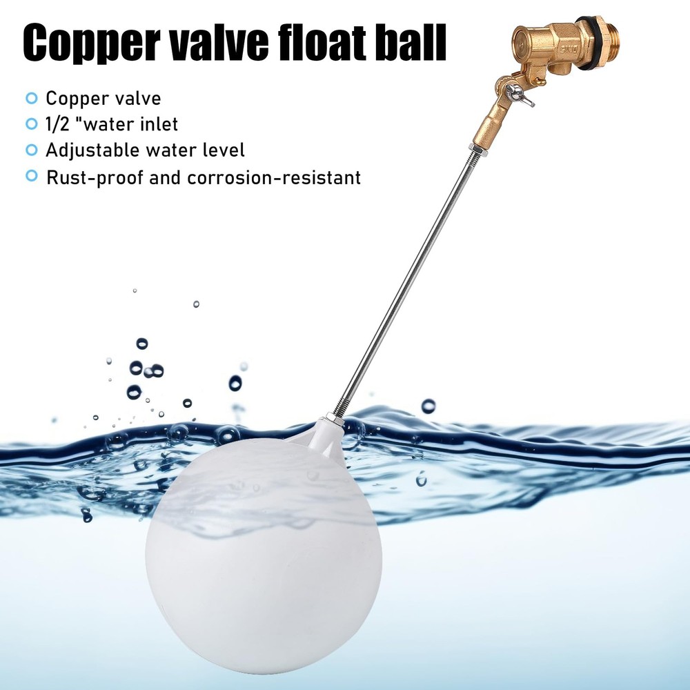 Brass Float Valve 1/2 inchPlastic Water Float Valve with Long Adjustable Arm ...