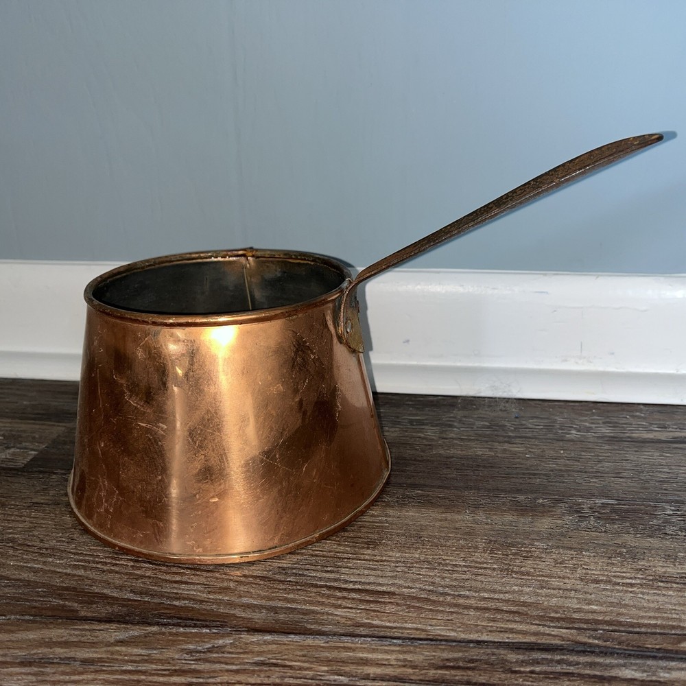 Copper w/Tin Lining Pot With Handle. 6” At Base.