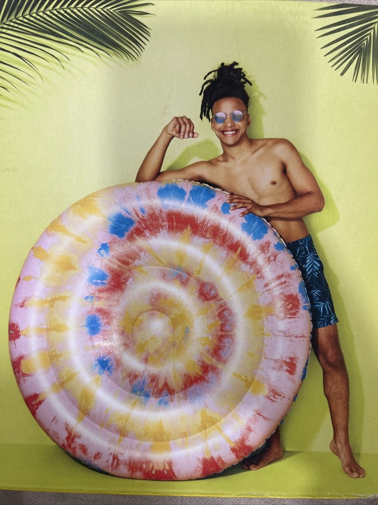 Sun Squad Inflatable Round Tie Dye Pattern 4ft Pool Float NIB
