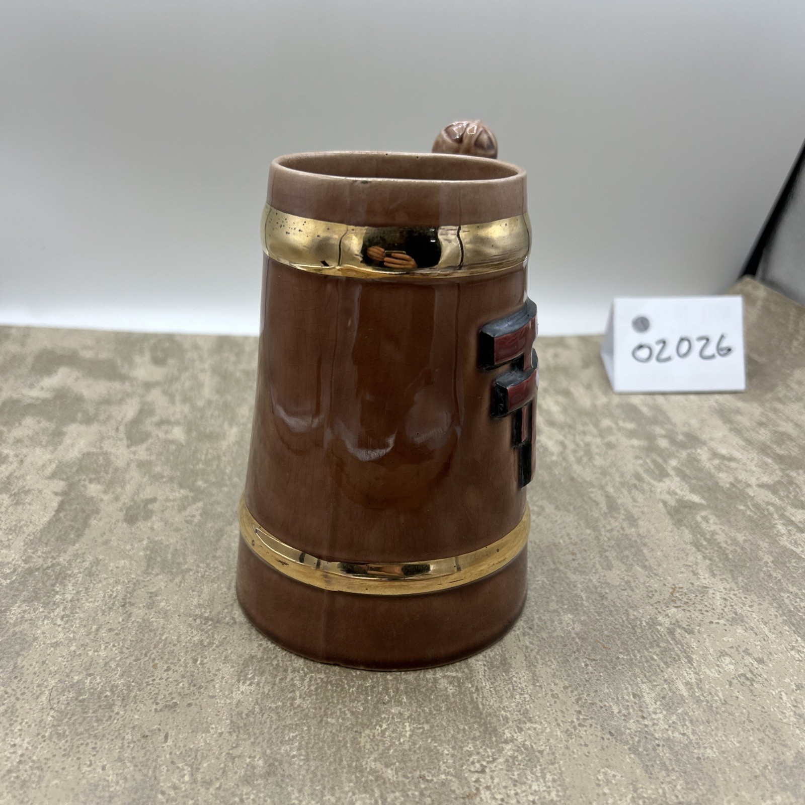 Texas Tech Glass Mug/Stein With Raised Emblem Football Handle