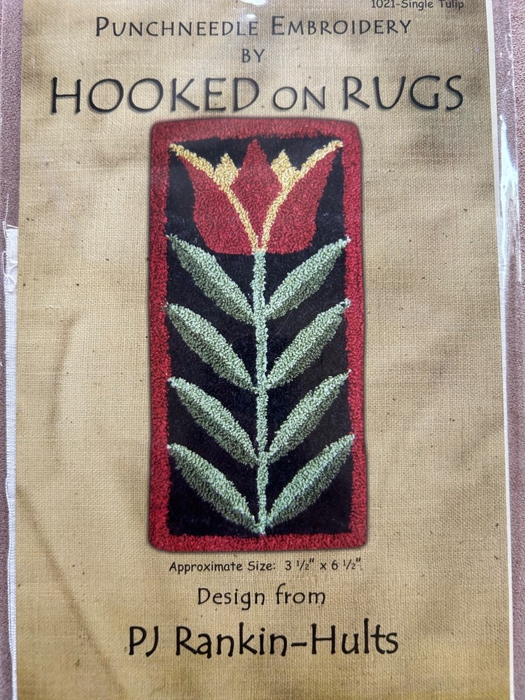 PRIMITIVE PUNCHNEEDLE  EMBROIDERY PATTERN, CRAFTS, PUNCH NEEDLE TULIP