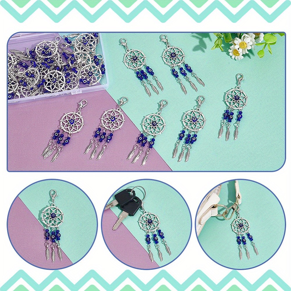 1box 24pcs Woven Net/Web with Feather style Alloy tions with Handmade