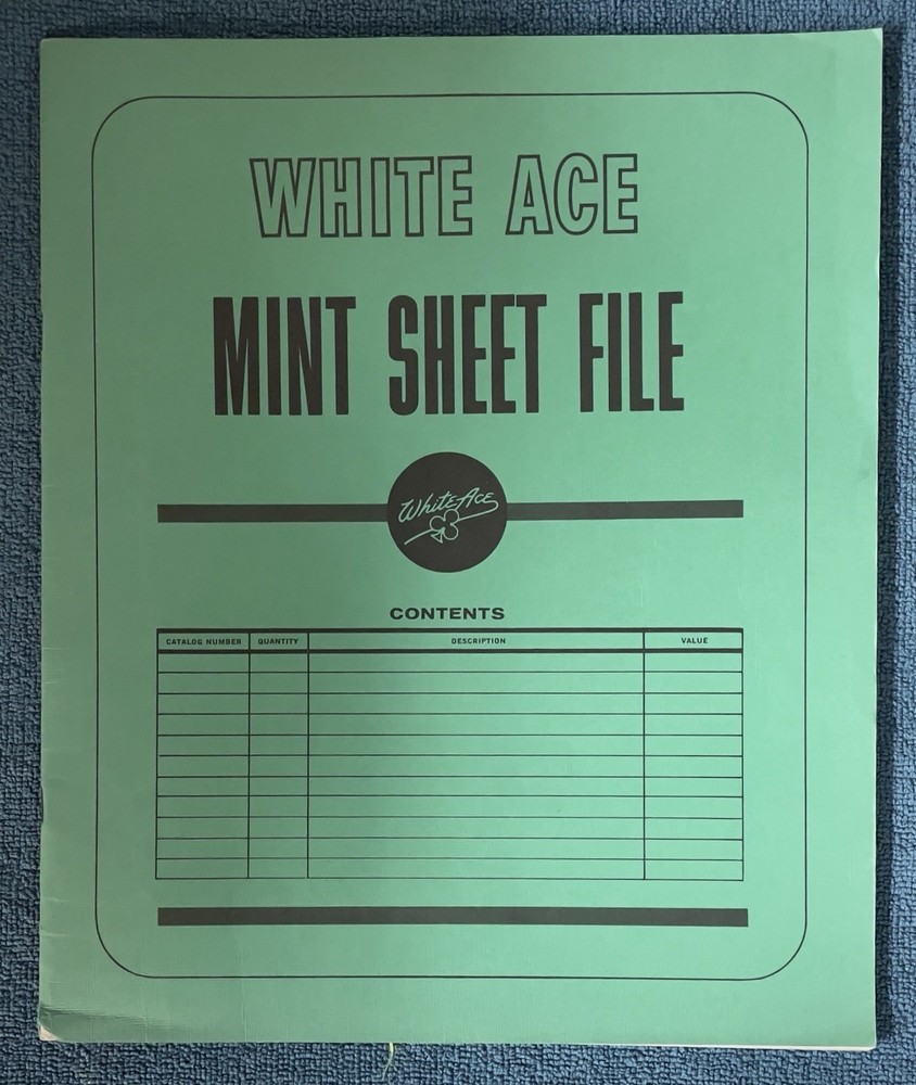 White Ace Mint Sheet File. 16 Glassine sleeves. Gently used, no marks, tears,