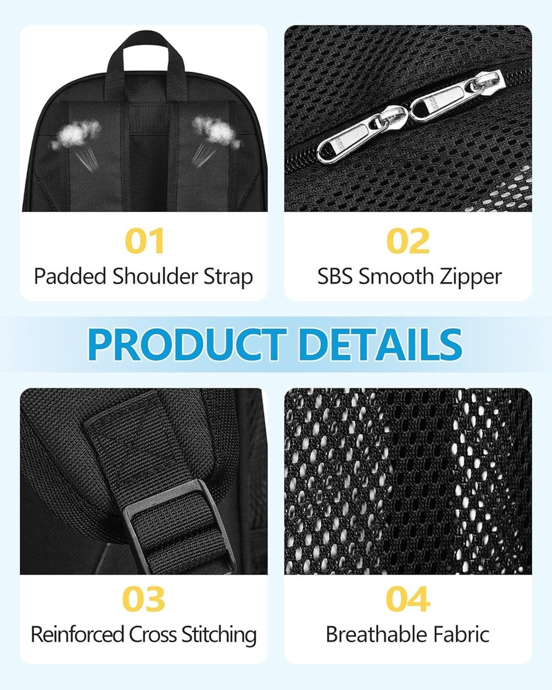 Paxiland Mesh Backpack Lightweight See Through College Student Black