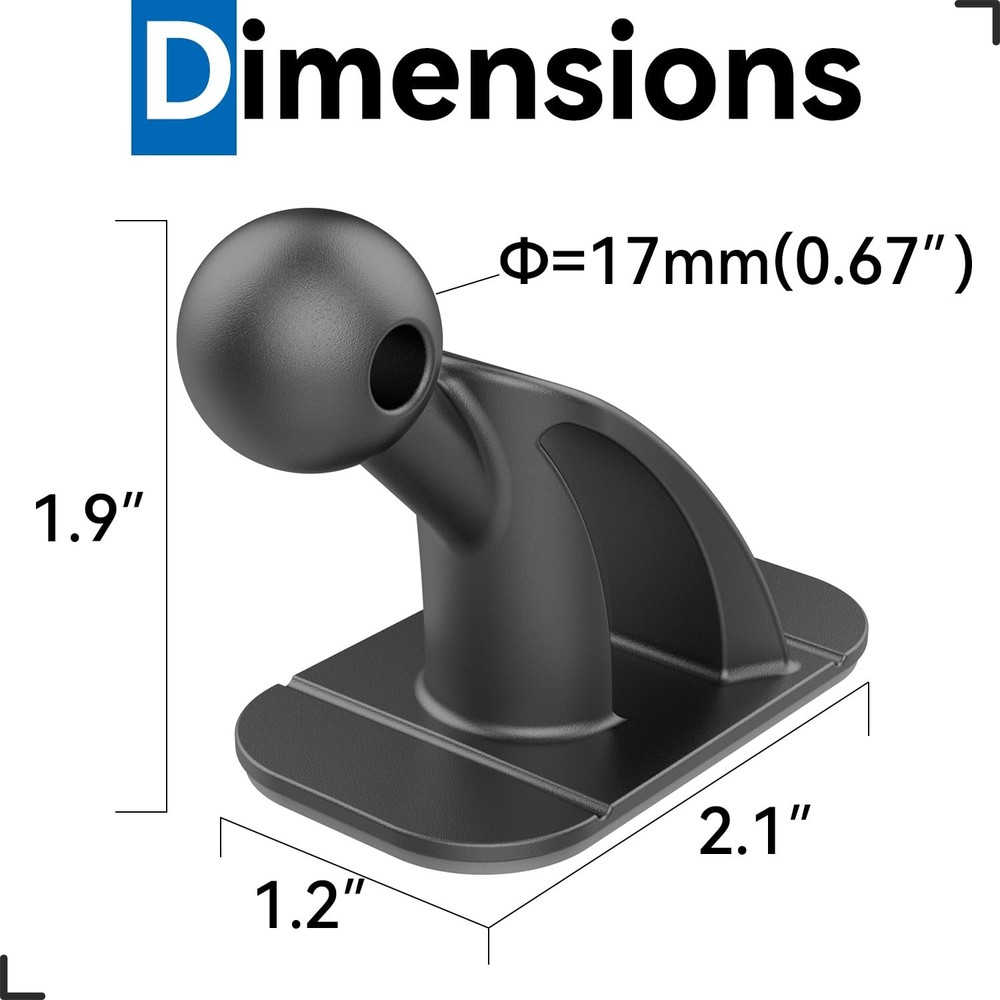 SkyTitan 3 Pack Sticky 17mm Ball Mount for Car Adhesive Replacement...