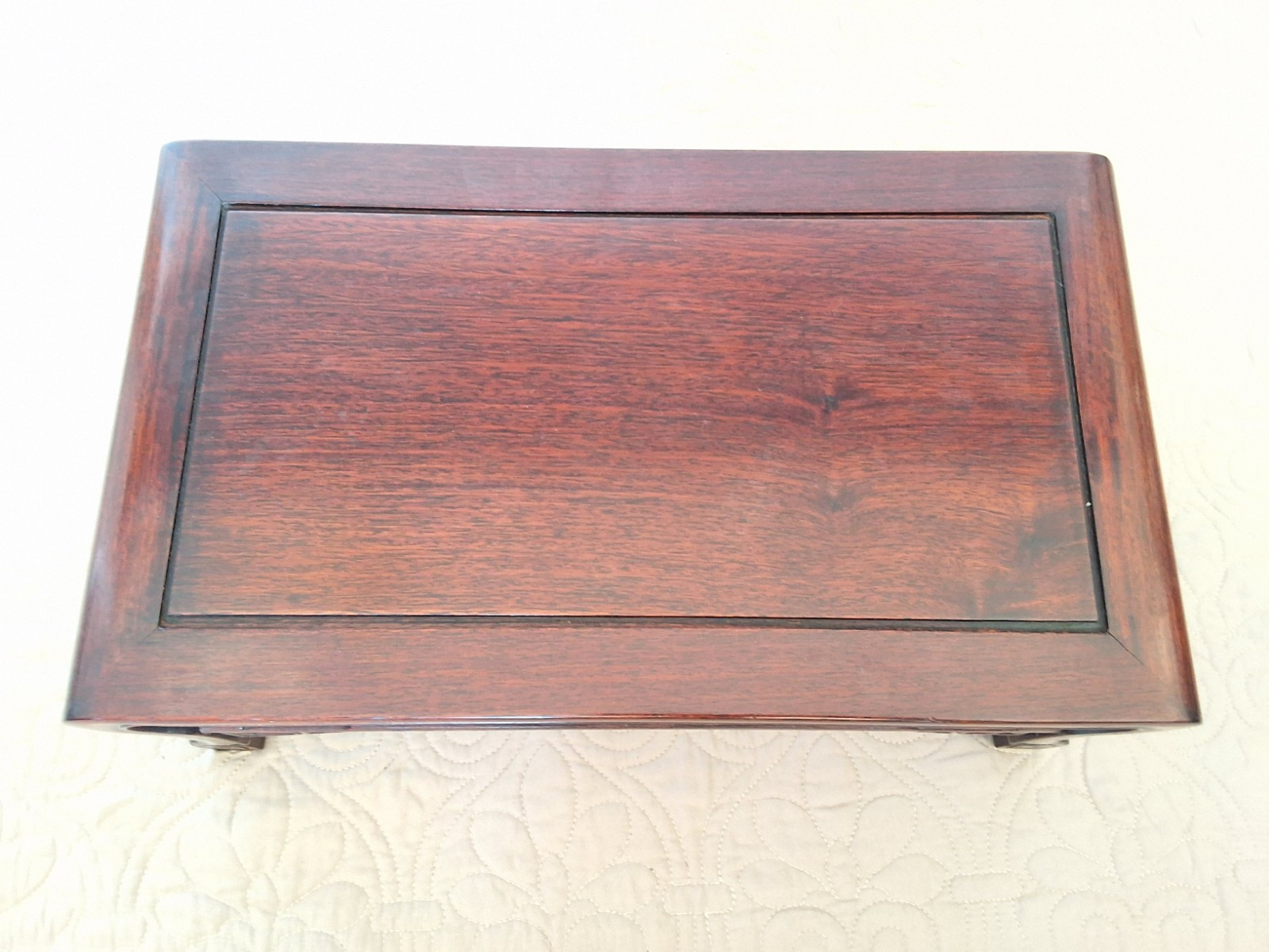 Pair MCM Oriental Asian Mahogany Brown Rectangular Shrine Table Set Bonsai Vtg