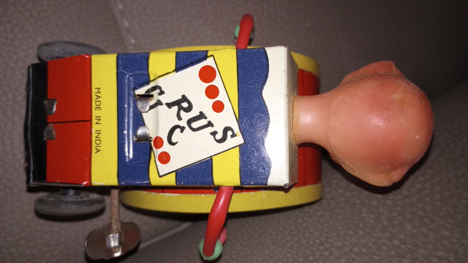 VINTAGE TIN WINDUP TOY CHARLIE DRUMMER MADE IN INDIA W/ BOX